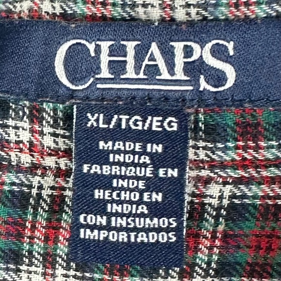 Chaps Ralph Lauren Top Tunic Shirt Button Down Sz XL 14 16 Tartan Plaid Red - Picture 4 of 5
